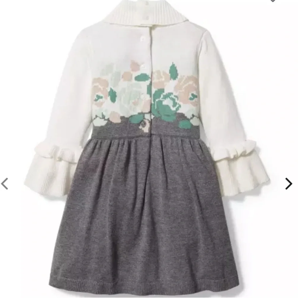 Janie and Jack Green Floral Sweater Dress Size 6